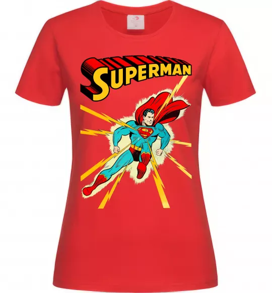 Женская футболка Superman lightning Красный фото