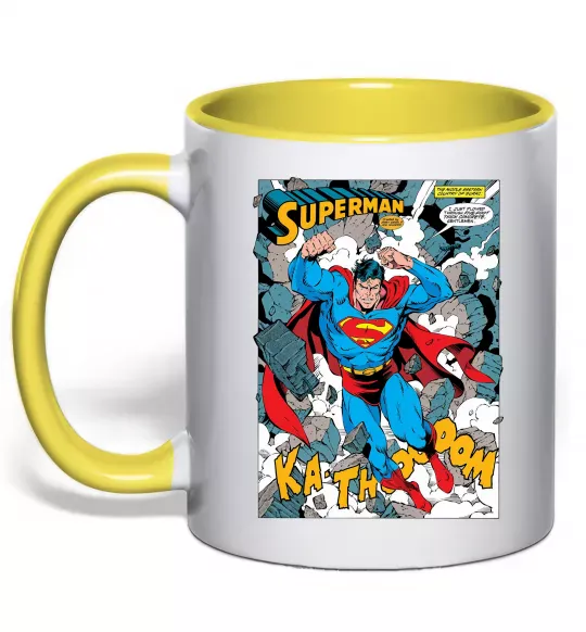 Чашка с цветной ручкой Superman poster Солнечно желтый фото
