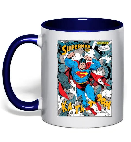 Чашка с цветной ручкой Superman poster Глубокий темно-синий фото