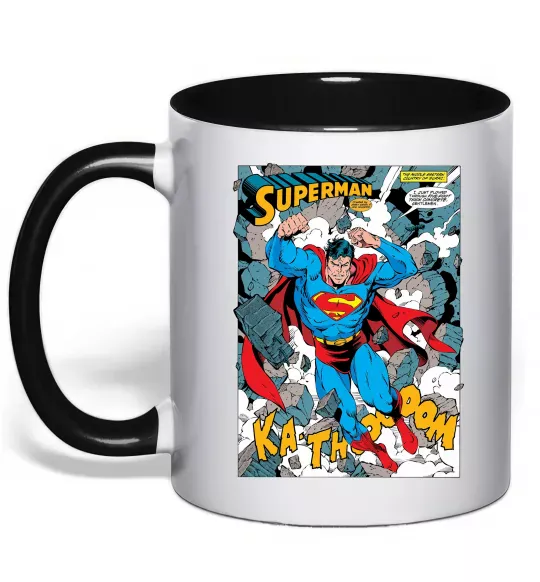 Чашка с цветной ручкой Superman poster Черный фото