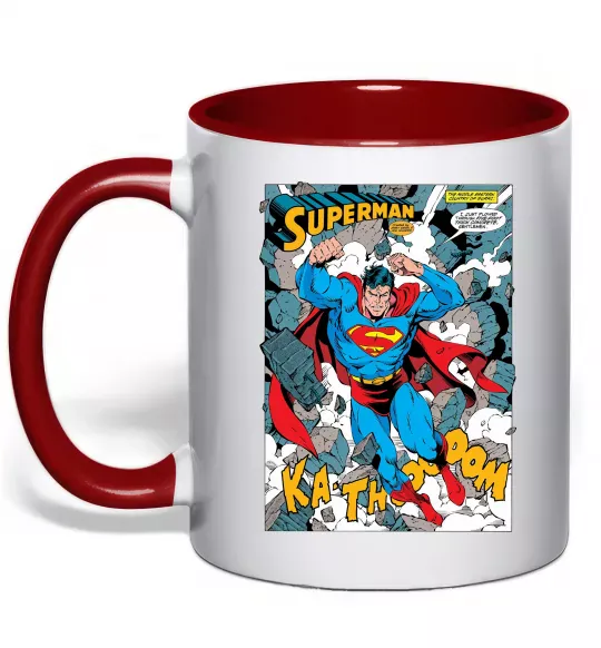 Чашка с цветной ручкой Superman poster Красный фото