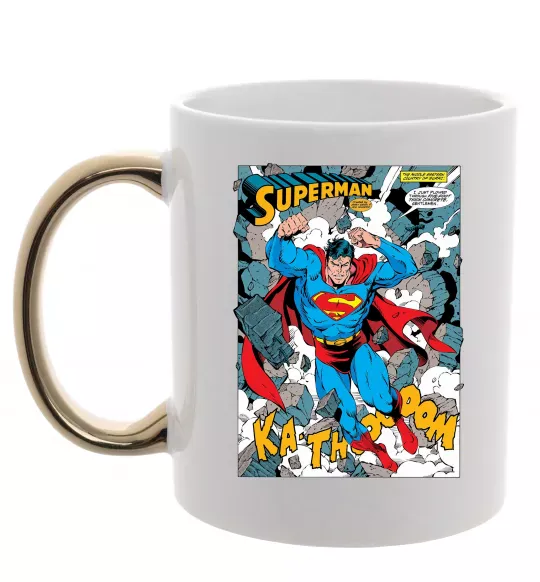 Чашка с цветной ручкой Superman poster Золото фото