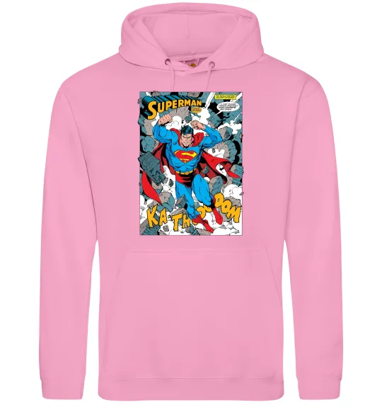 Чоловіча толстовка (худі) Superman poster Рожевий фото