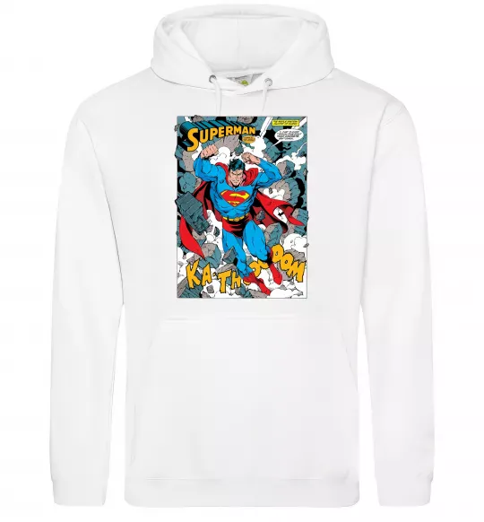 Мужская толстовка (худи) Superman poster Белый фото