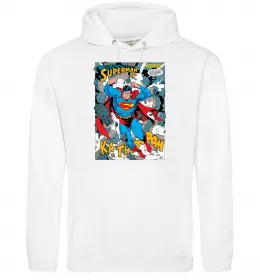 Мужская толстовка (худи) Superman poster Белый фото