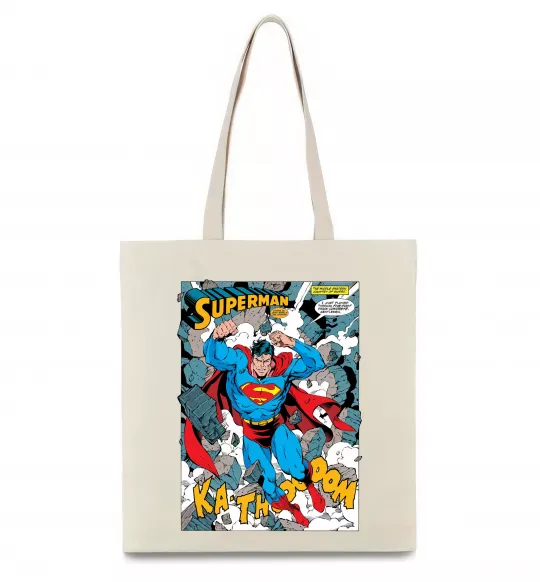 Эко-сумка Superman poster Бежевый фото