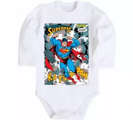 Детский боди Superman poster Белый фото