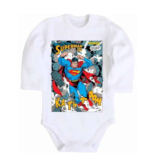 Дитячий бодік Superman poster Білий фото