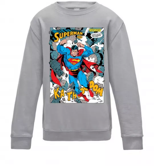 Детский Свитшот Superman poster Серый меланж фото