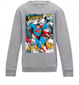 Детский Свитшот Superman retro Серый меланж фото