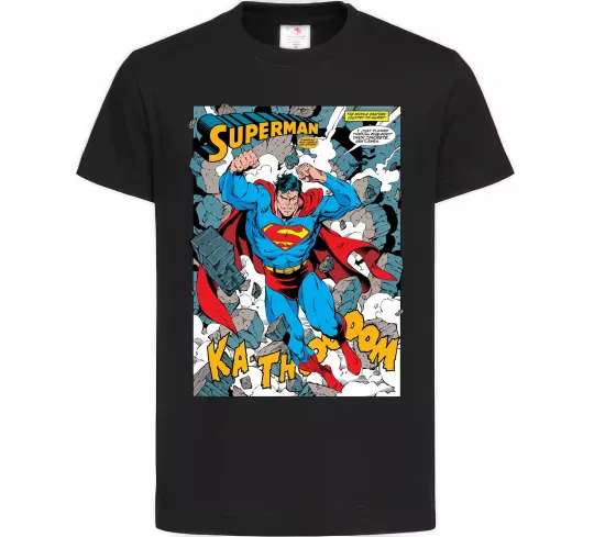 Дитяча футболка Superman poster Чорний фото