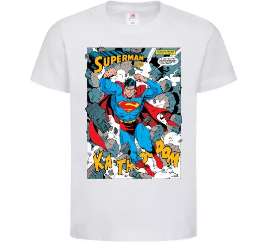 Дитяча футболка Superman poster Білий фото