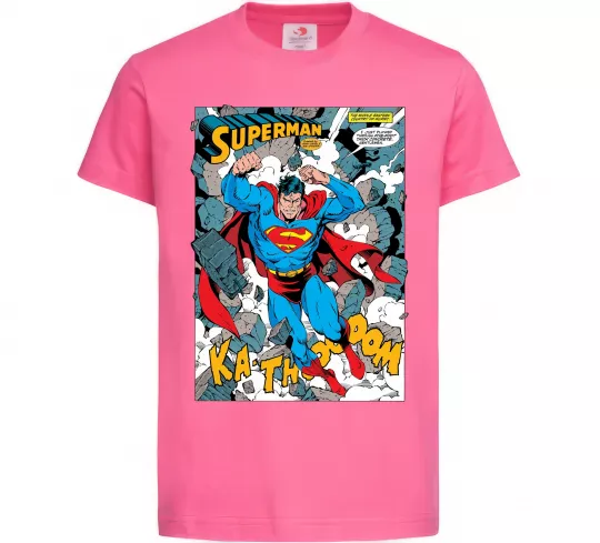 Дитяча футболка Superman poster Яскраво-рожевий фото