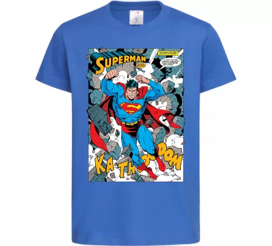 Дитяча футболка Superman poster Яскраво-синій фото