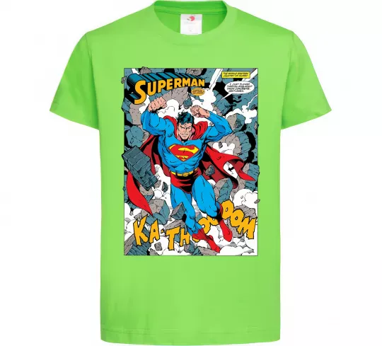 Дитяча футболка Superman poster Лаймовий фото