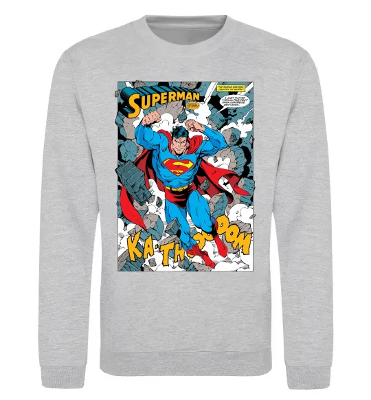 Свитшот Superman poster Серый меланж фото