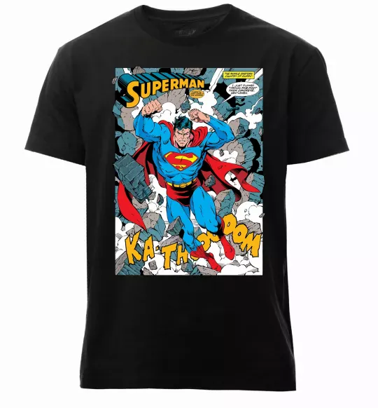 Мужская премиум футболка Superman poster Черный фото