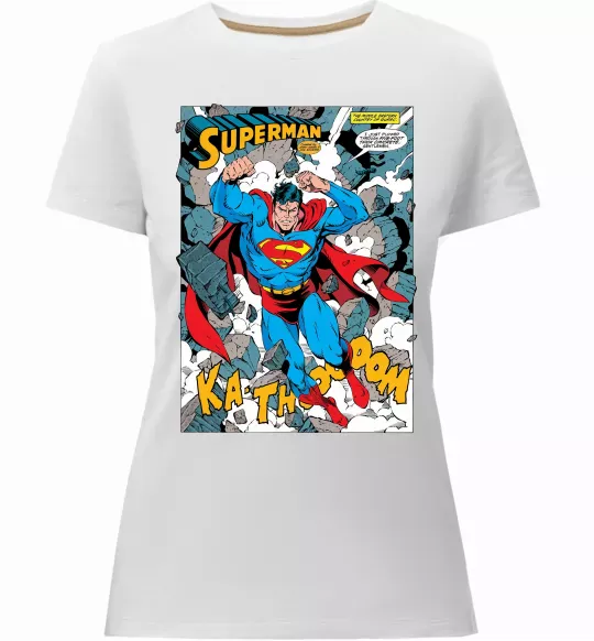 Женская премиум футболка Superman poster Белый фото