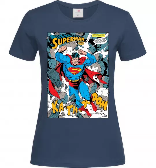 Женская футболка Superman poster Темно-синий фото