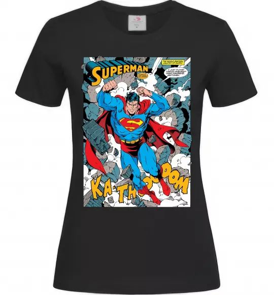 Женская футболка Superman poster Черный фото