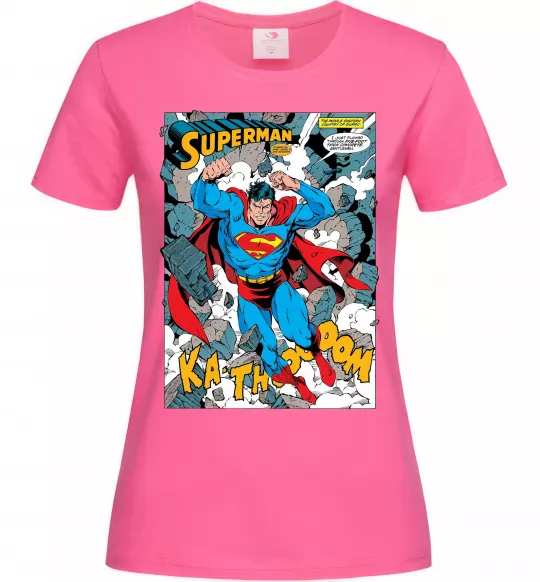 Женская футболка Superman poster Ярко-розовый фото