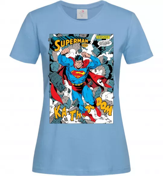 Женская футболка Superman poster Голубой фото