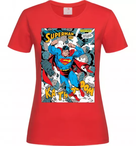 Женская футболка Superman poster Красный фото
