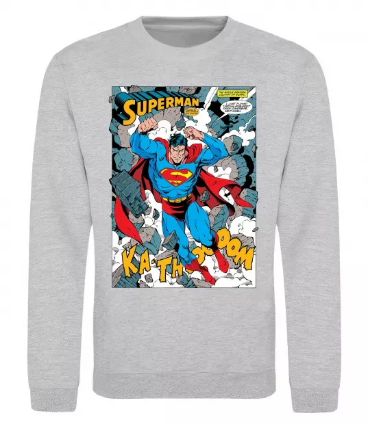 Свитшот Superman poster Серый меланж фото
