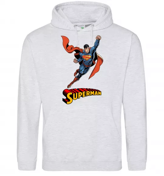Женская толстовка (худи) Superman retro Серый меланж фото