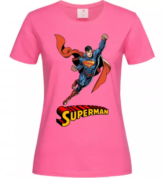 Жіноча футболка Superman retro Яскраво-рожевий фото