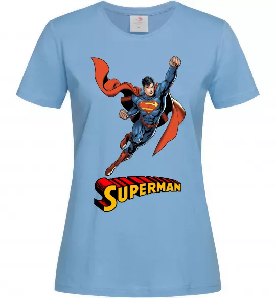 Жіноча футболка Superman retro Блакитний фото