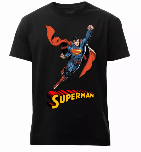 Мужская премиум футболка Superman retro Черный фото