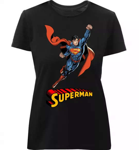 Жіноча преміум футболка Superman retro Чорний фото