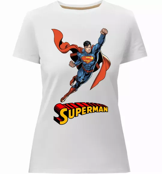 Жіноча преміум футболка Superman retro Білий фото