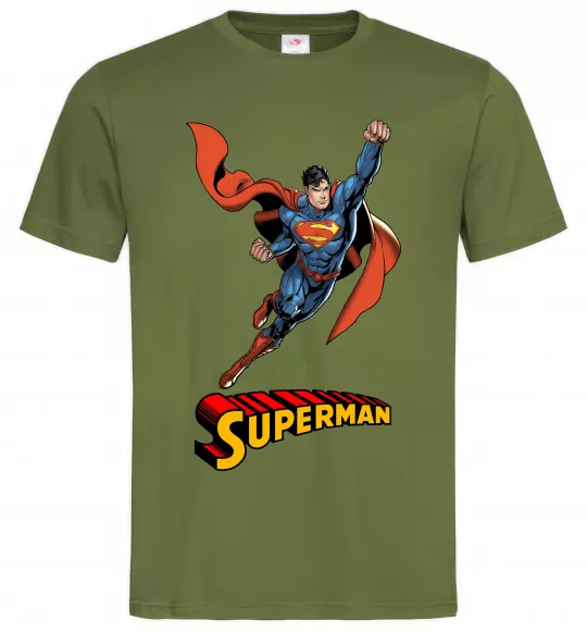 Мужская футболка Superman retro Оливковый фото