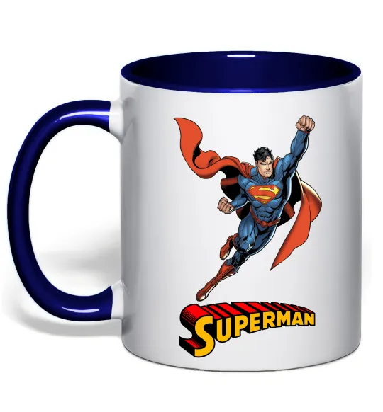 Чашка с цветной ручкой Superman retro Глубокий темно-синий фото