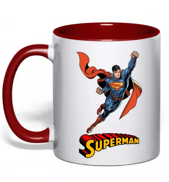 Чашка с цветной ручкой Superman retro Красный фото