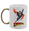 Чашка с цветной ручкой Superman retro Золото фото