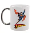 Чашка с цветной ручкой Superman retro Серебро фото