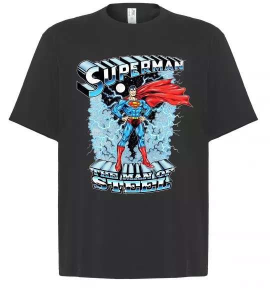 Футболка Оверсайз The man of steel Чорний фото