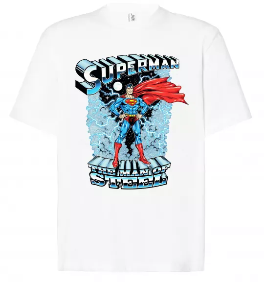 Футболка Оверсайз The man of steel Білий фото