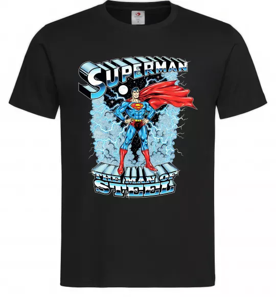 Мужская футболка The man of steel Черный фото