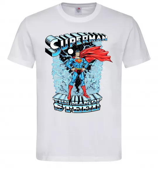 Мужская футболка The man of steel Белый фото