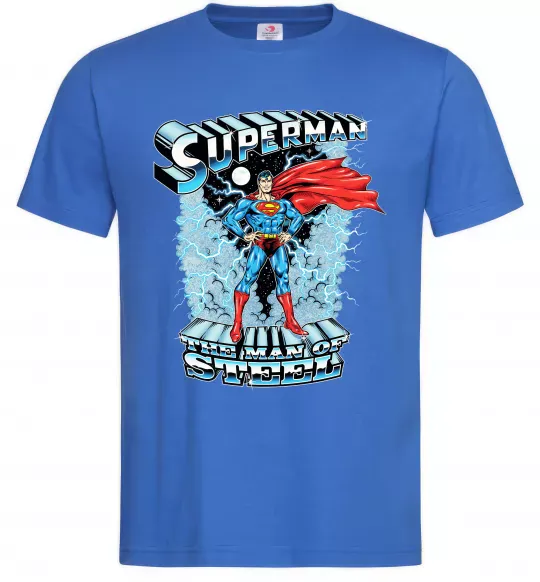 Мужская футболка The man of steel Ярко-синий фото
