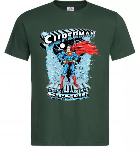 Мужская футболка The man of steel Темно-зеленый фото