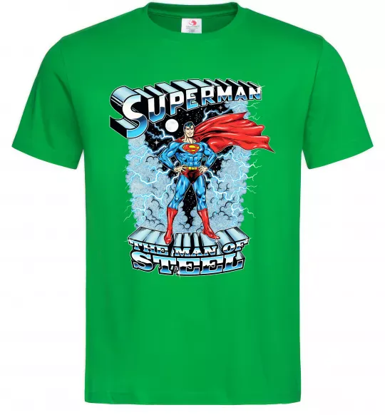 Мужская футболка The man of steel Зеленый фото