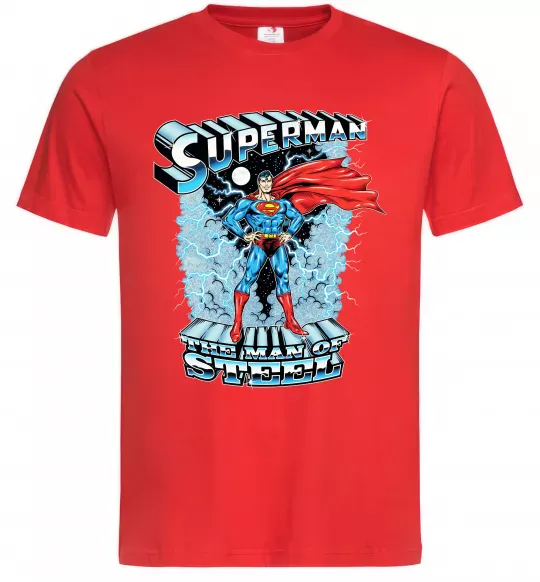 Мужская футболка The man of steel Красный фото