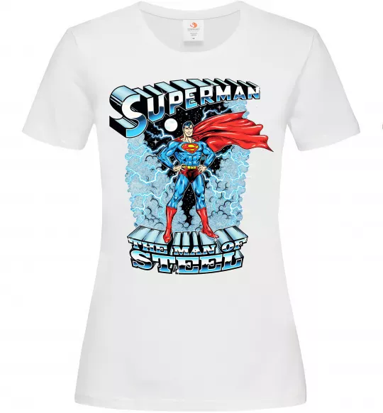 Женская футболка The man of steel Белый фото