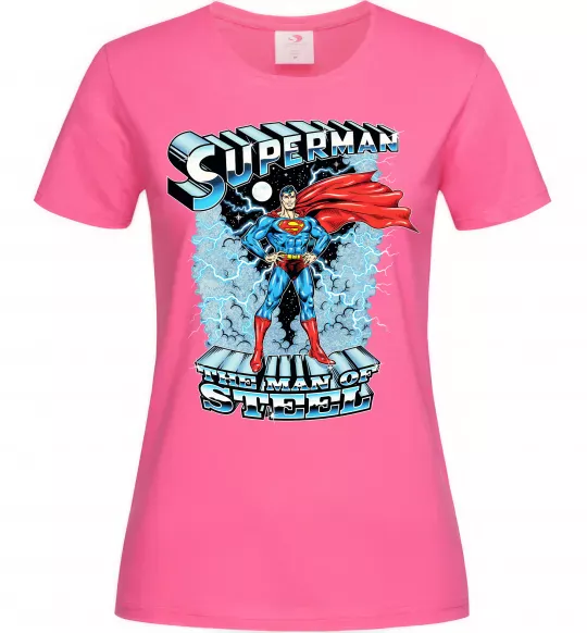 Женская футболка The man of steel Ярко-розовый фото
