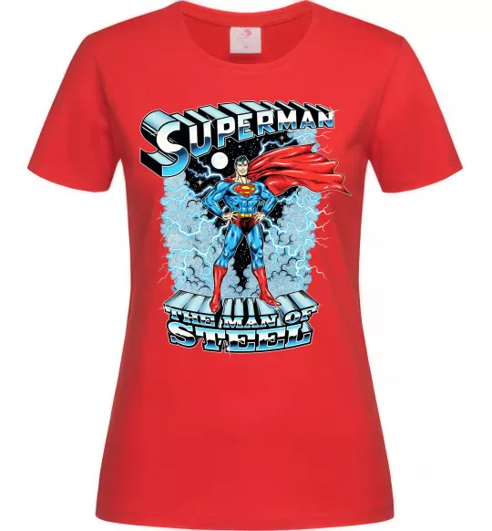 Женская футболка The man of steel Красный фото